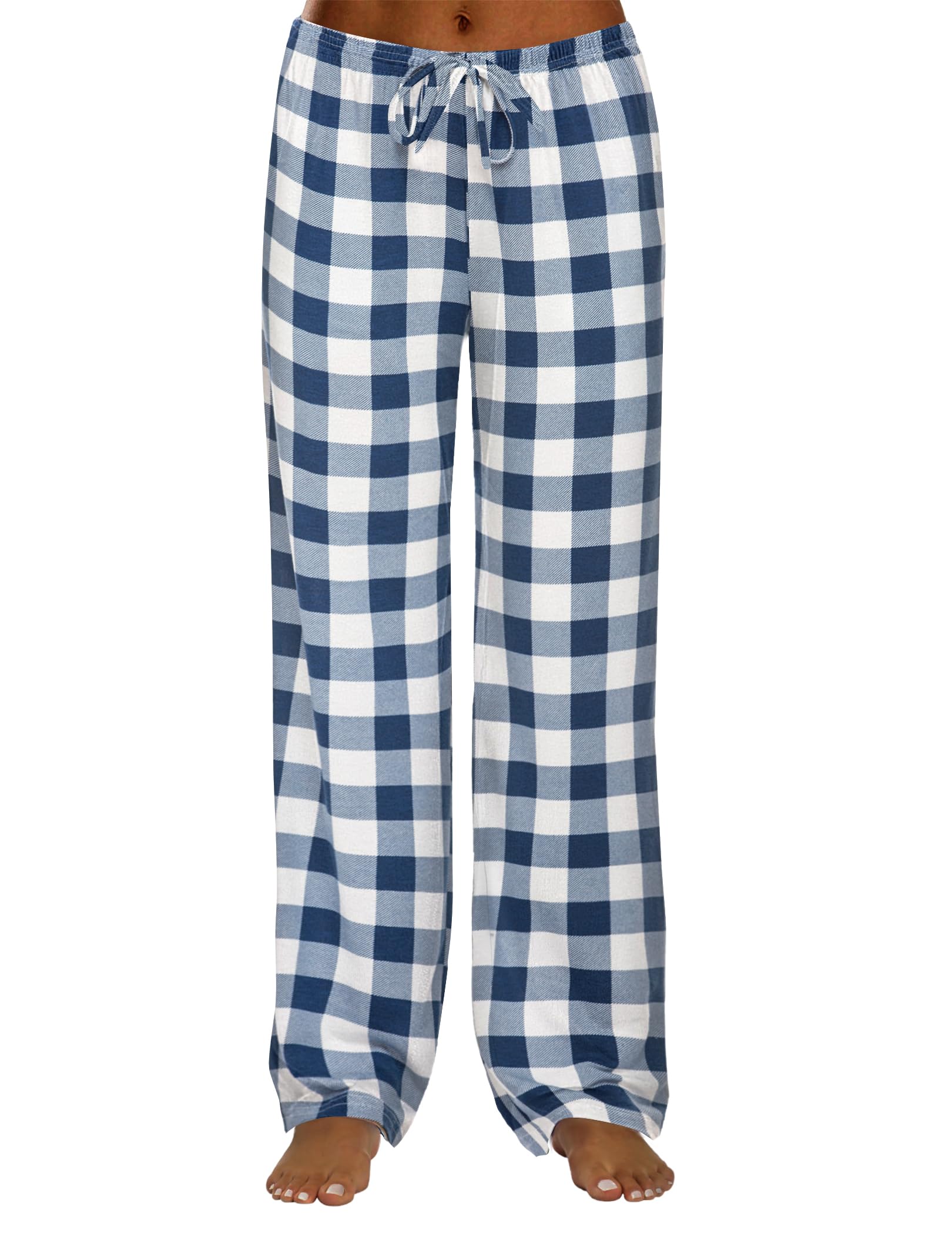 Ekouaer Women Pajama Pants Comfy Pj Bottom with Pockets Stretch Plaid Sleepwear