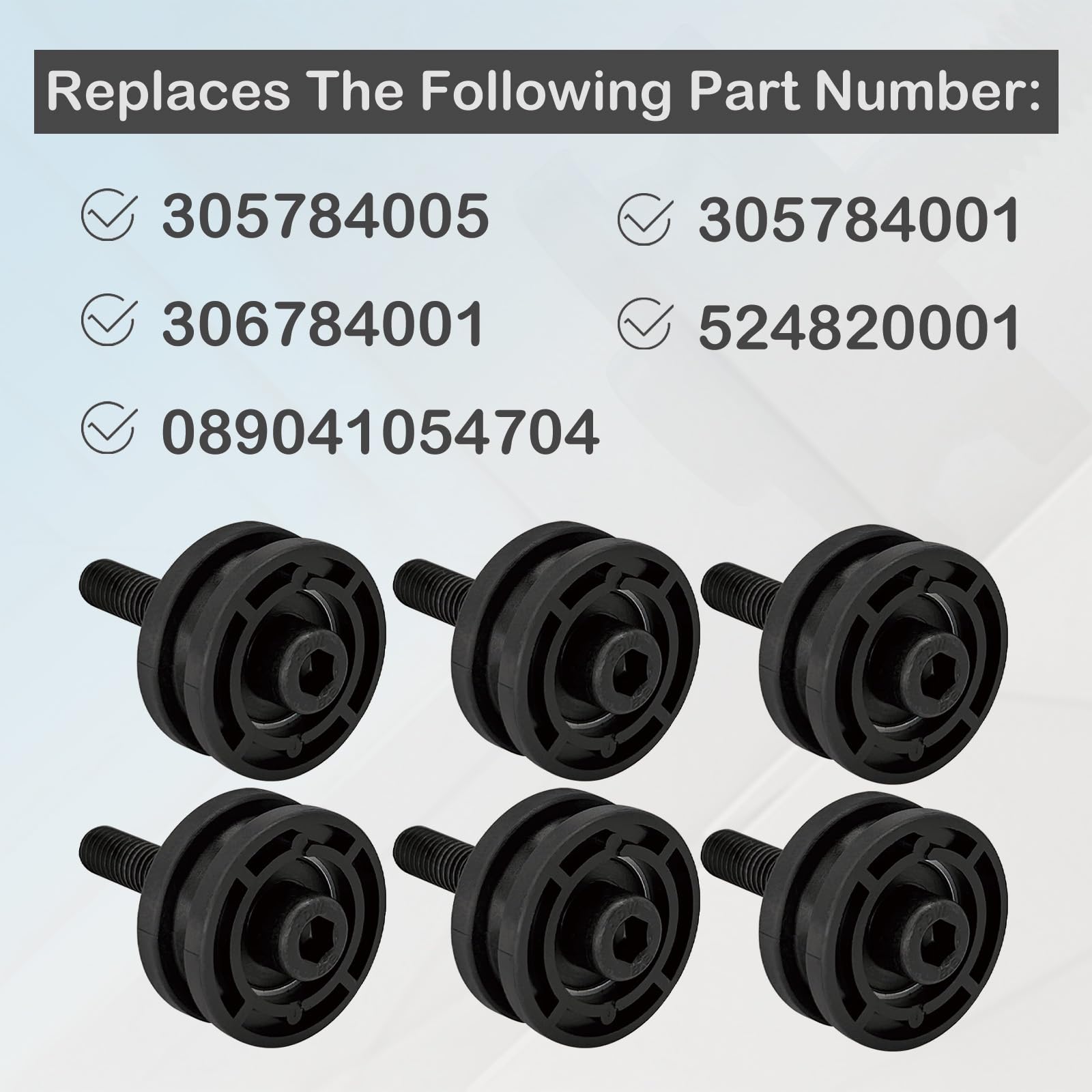 Paquete de 6 rodillos de mesa de sierra de azulejos de repuesto 089041054704 524820001 305784005 306784001 305784001 para Ridgid R4030 R4030S R4031 R4031S R4031S R40331S 11