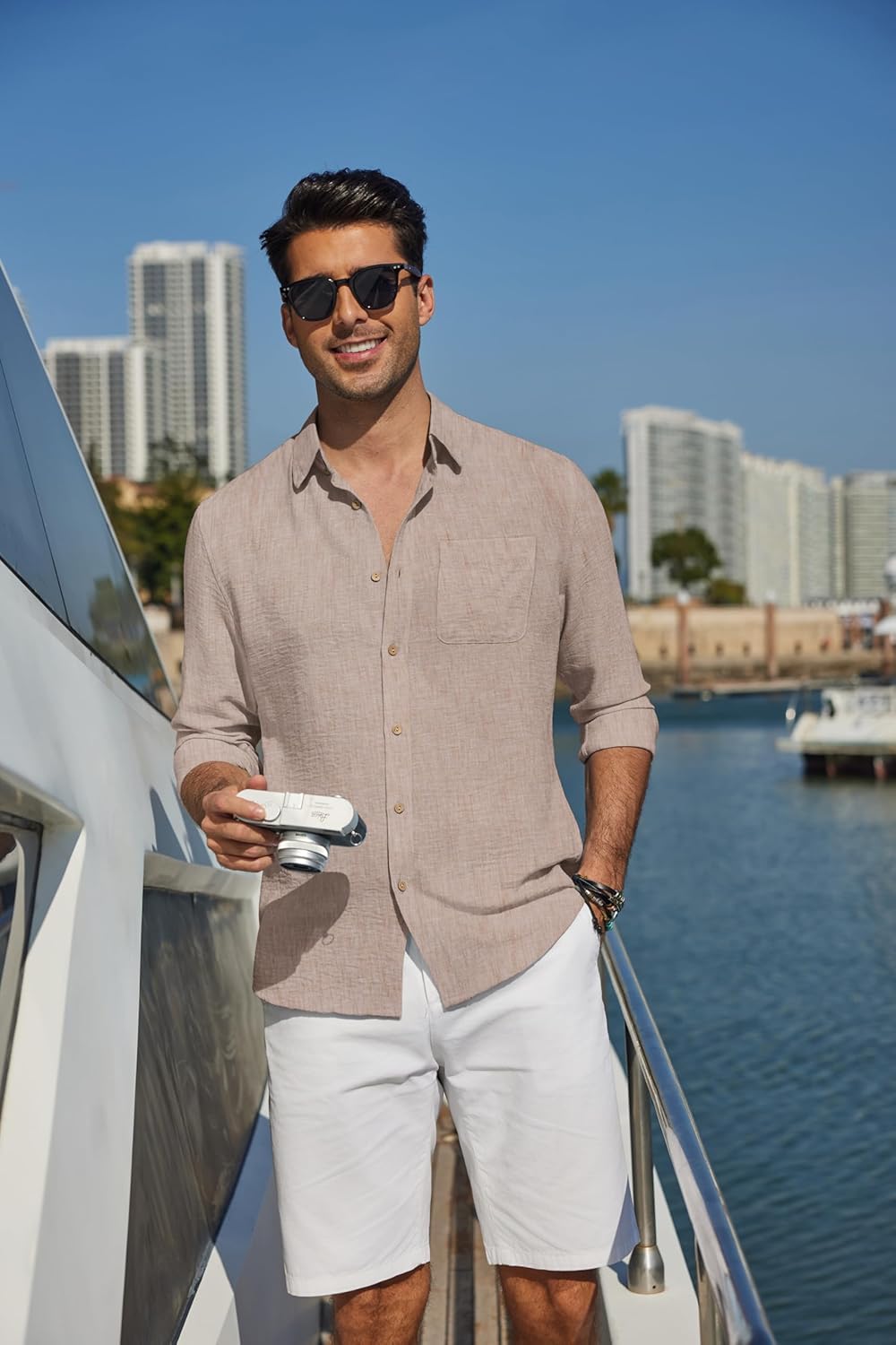 COOFANDY Men's Long Sleeve Button Down Shirt Casual Untucked Shirts Summer Beach Wedding Linen Textured Shirts - Image 6