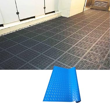 PVC Garage Mats for Floor, Non Slip Diamond Texture Parking Mat, Trailer Flooring for Garage, Warehouse, Gyms, Boats, Pickup Truck,Blue,2mm 21m