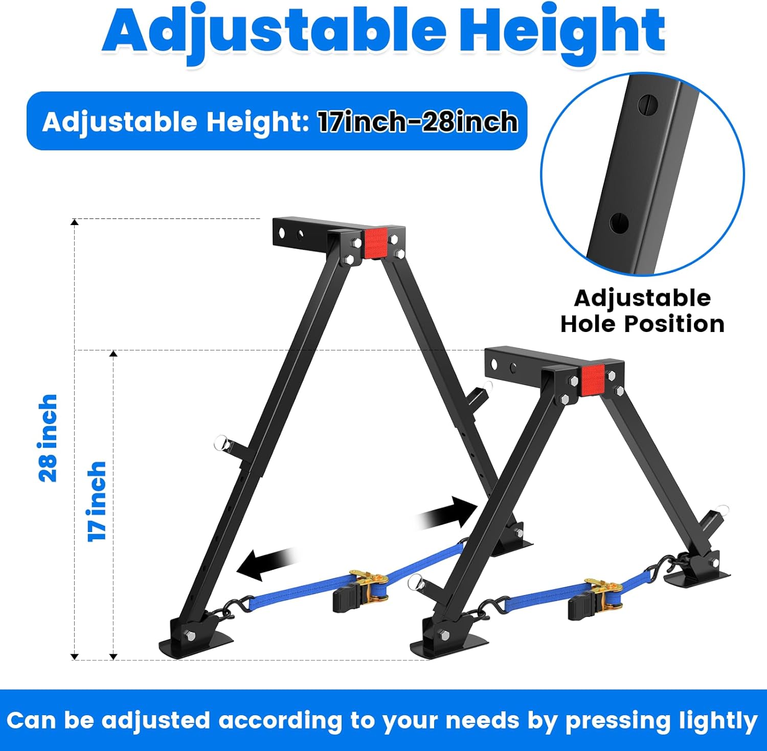 RV Hitch Mount Stabilizer Fit 2'' Hitch Receivers, Motorhomes Truck Campers Travel Trailers 5th Wheels Hitch Stabilizer, Adjustable Height of 17-28 Inch