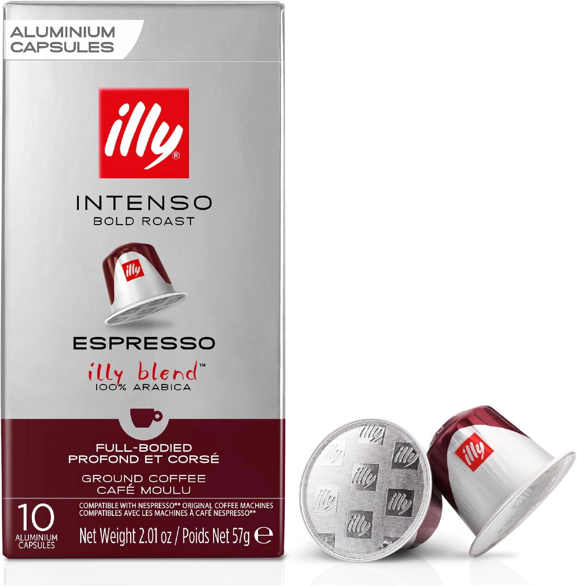 Coffee - Intenso Espresso Coffee Pods - Dark Roast - 100% Arabica Coffee Beans - Nespresso Compatible illy Coffee Capsules - Pack of 10