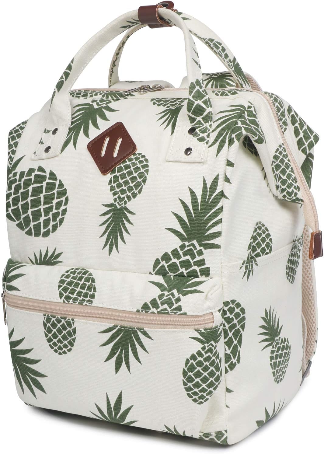Oflamn Doctor Style Backpacks - Top Open Multipurpose Canvas Casual Daypack Laptop Backpack Travel Bag for Men and Women (Pineapple)
