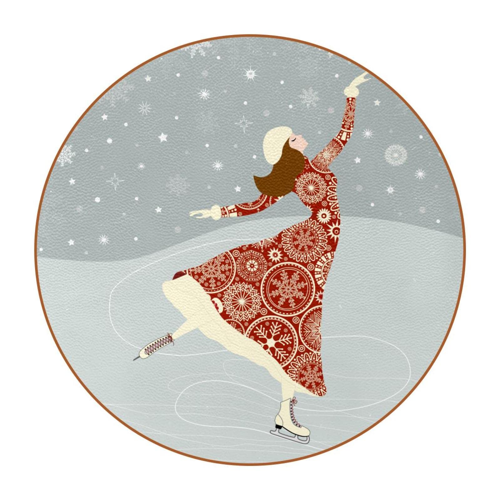 Sous-verres fille de Noël danse tapis anti-taches pour tasse et bouteille