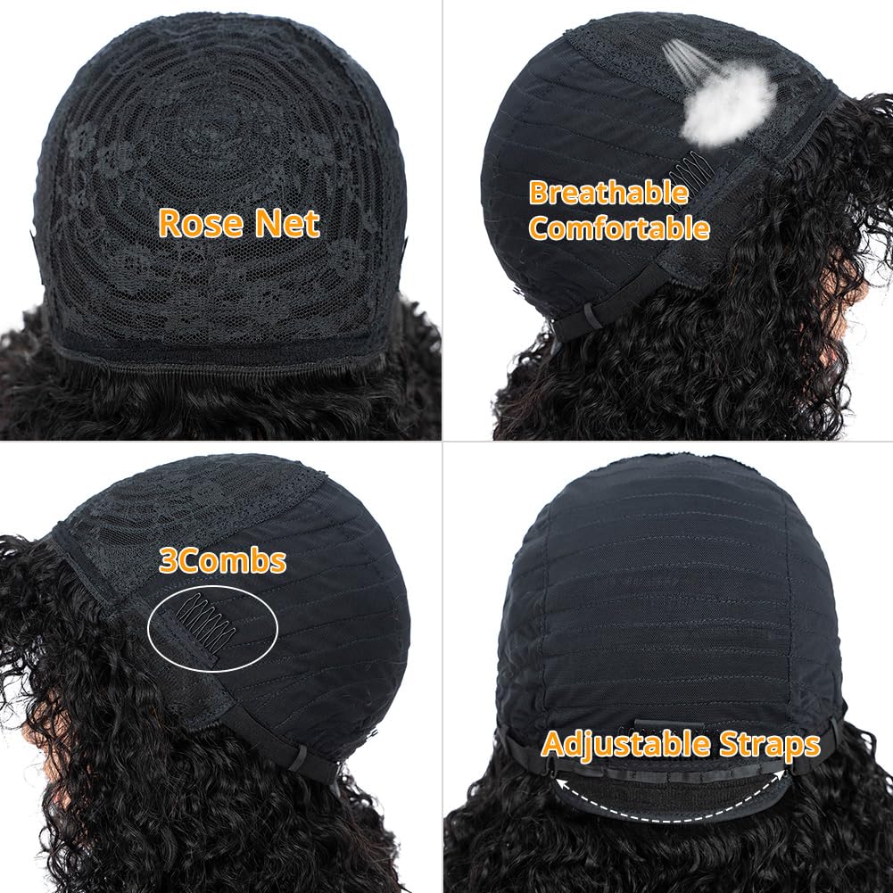 Pelucas afro de cabello humano, pelucas cortas y rizadas para mujeres negras, peluca con flequillo (12 pulgadas, TT1B/99J) 6