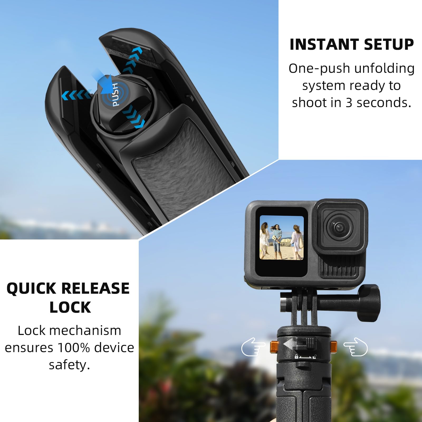 53CM Osmo Pocket 3 4 Stativ für GoPro Action Camera, Minischreibtisch-Auslegestativ Kleiner handgehaltener Selfiestick mit Schnellverschluss 1/4'' für Vlog für DJI Action 5 für Insta360 X5 X4 Zubehör