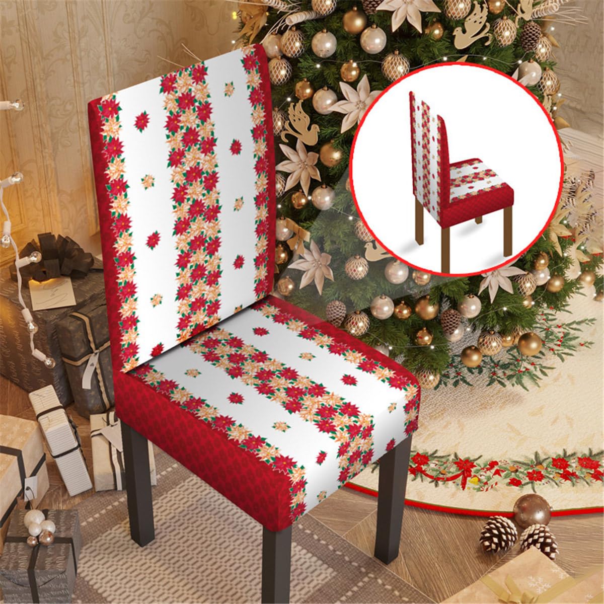 Leeyunbee 6 Pezzi Coprisedie con Schienale, Lavabile Estraibile Moderno Coprisedia Elastica, Facile da Pulire e Resistente, Fodere per sedie per Cucina Sala da Pranzo Cerimonia Wedding(Rosso