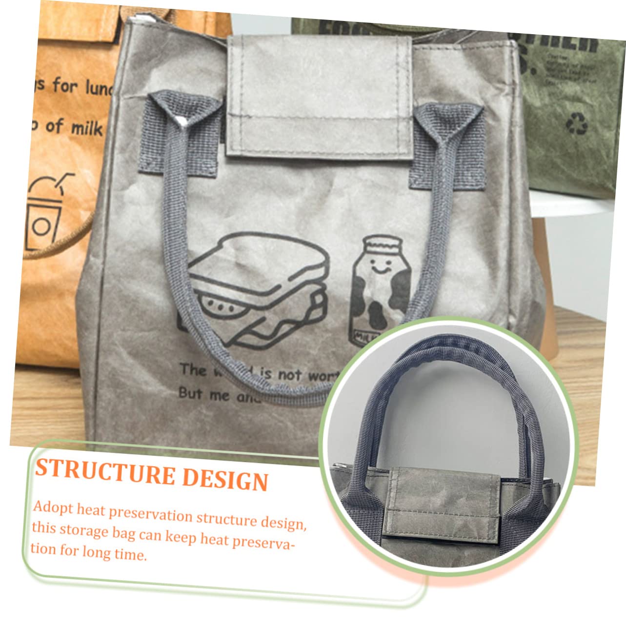 MAGICLULU 3piezas Bolsa De Almuerzo De Kraft Aislante Portátil y Resistente Para Picnic y Comidas Térmicas Para Adultos