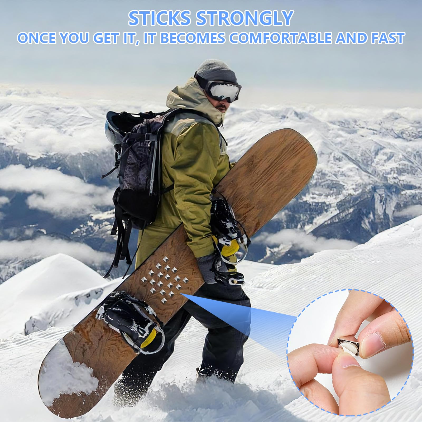 18 Pièces Stomp Pad Snowboard,Coussinet Antidérapant Snowboard,3D Pad Snowboard Autocollant (Argent)