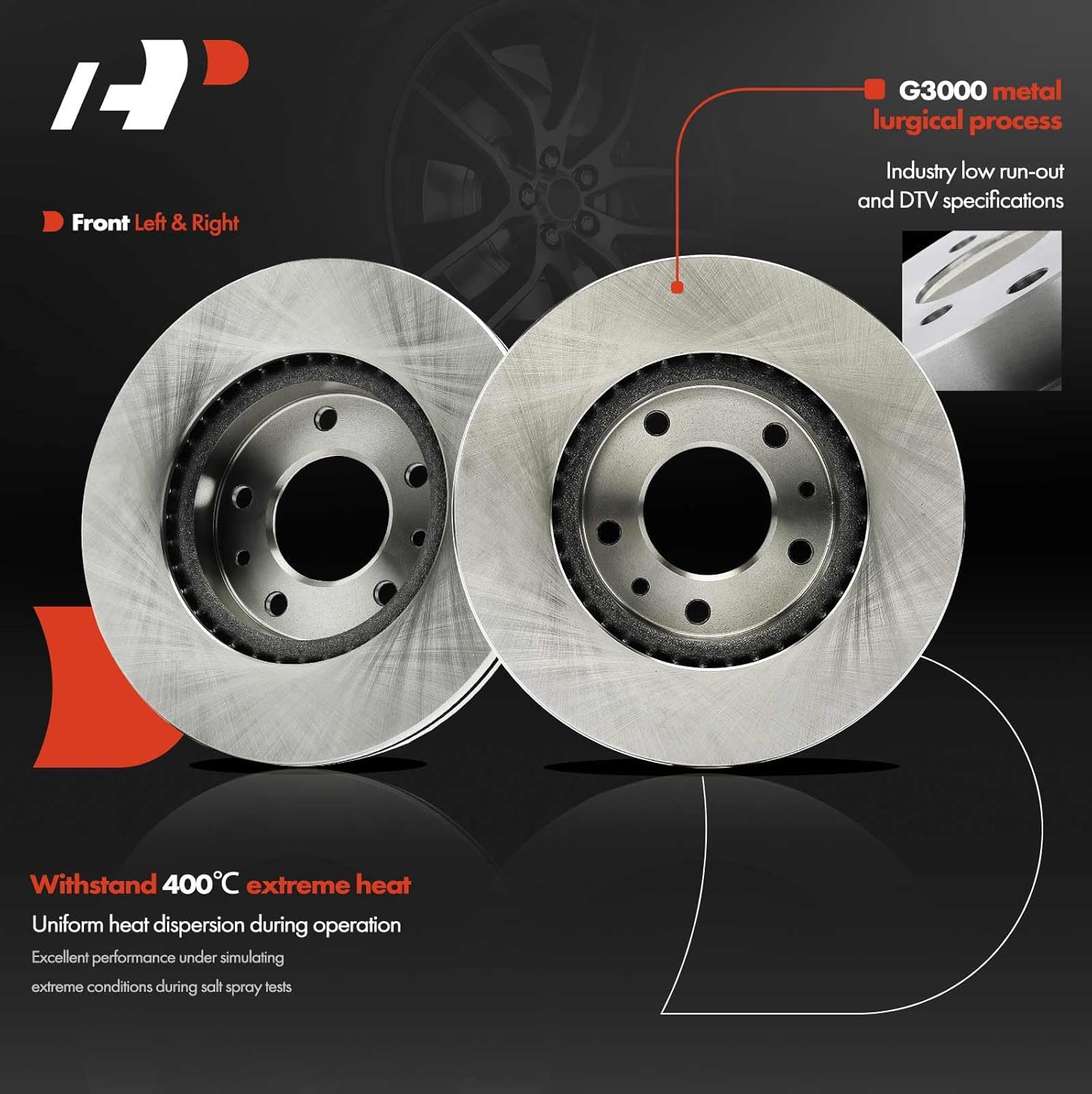 A-Premium 10.86 inch (275.8mm) Front Vented Disc Brake Rotors Compatible with Select Kia Models - Sedona 2002 2003 2004, 2-PC Set