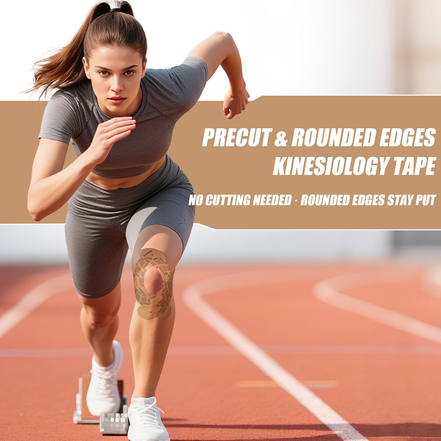 Kinesiology Tape, 40 Count Precut Strips 2 Rolls, Original Cotton Elastic Athletic Tape for Muscle Strain Relief & Joint Support, Waterproof & Breathable Sports Tape for Support and Recovery - Image 2