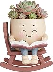 Planteur Visage Smiley Pot Cute Resin Flower Head Planter pour intérieur extérieur Siège unique Siège Pots succulents Cadeau IdeaI pour Mère, Père et Appréciation Noël avec Trou de drainage (1pcs TYPE4)