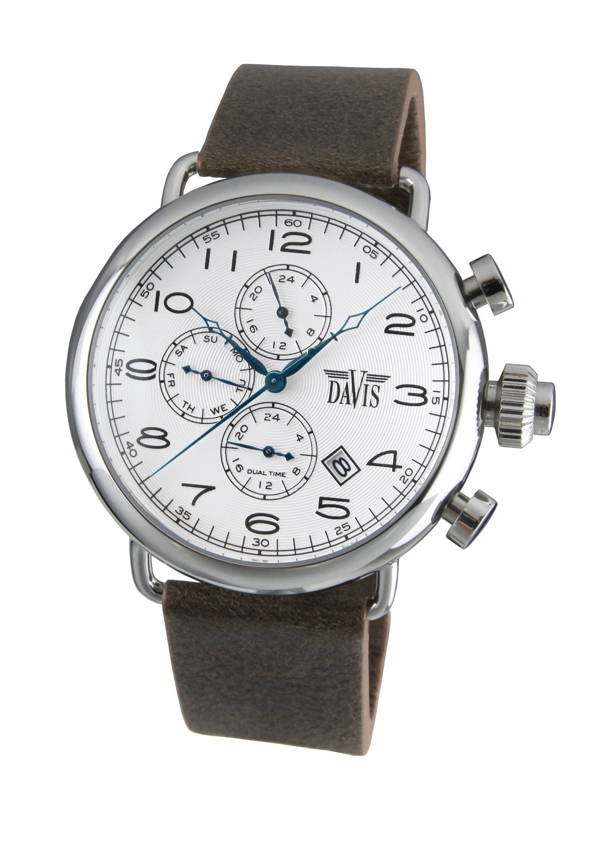 Buy Davis 1931 Mens Pilot Watch Retro White Dial Day Date Dual time