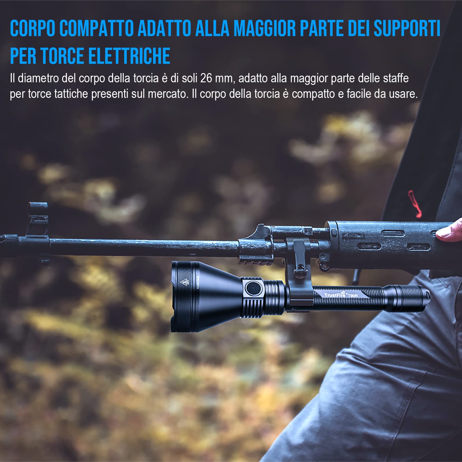 TrustFire T90R Kit torcia da caccia a LED ad alta potenza 4800 lumen, torcia tattica ricaricabile a lungo raggio 1600 metri Super luminosa impermeabile per la ricerca e il salvataggio della caccia