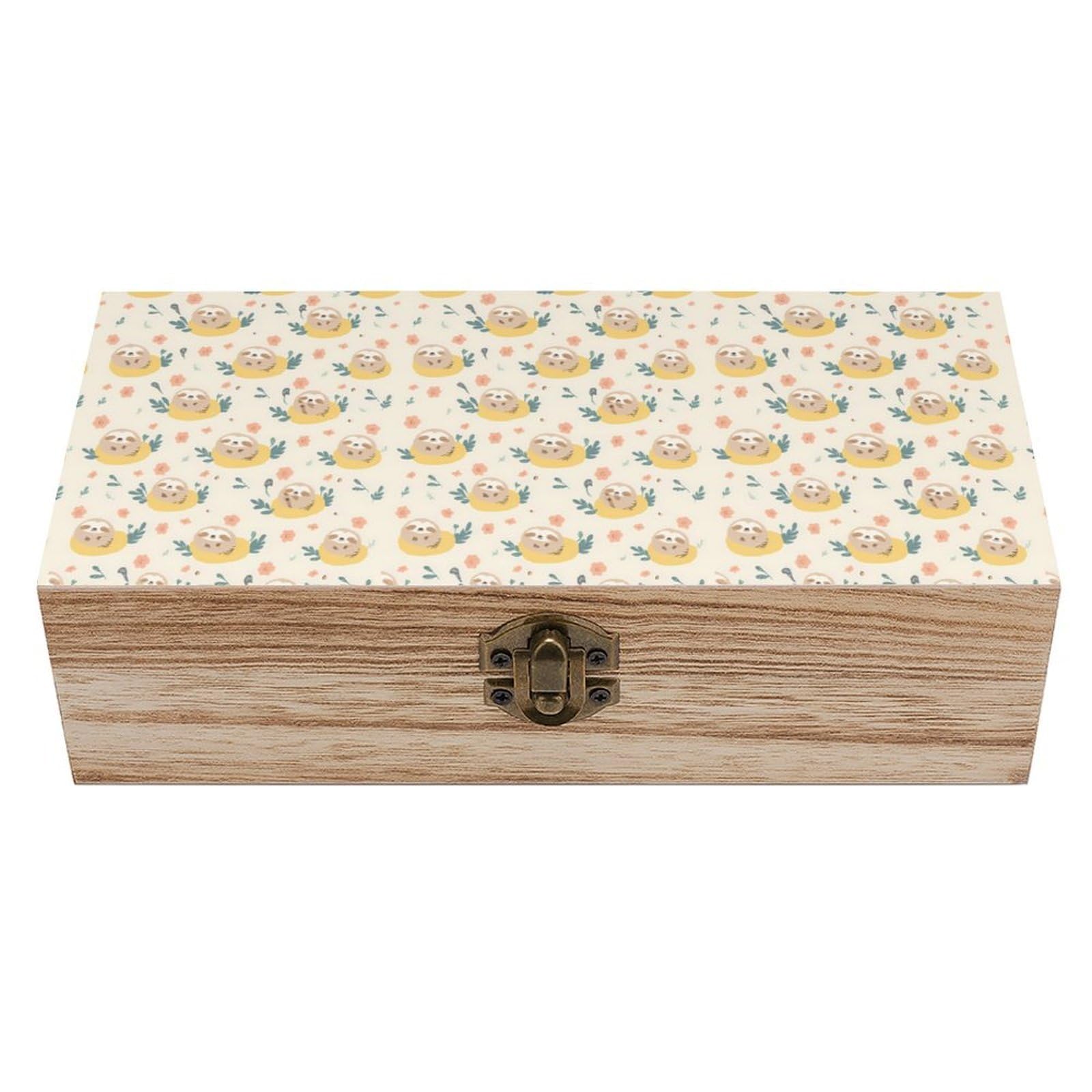 Lovely Sloths And Flowers Wooden Storage Vintage Keepsake Decorative Boxs