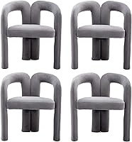 Vista 58 de Tmosi Modernas sillas de comedor de terciopelo tapizadas, con respaldo curvado, cómoda silla auxiliar para cocina, comedor, sala de estar
