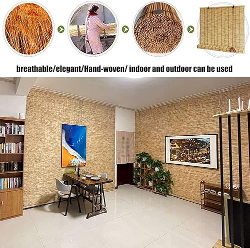 Miniatura 3 de Persianas enrollables de bambú para patio, persianas enrollables para ventanas sin cordones o con levantador, cortinas de caña anti-UV, opacas