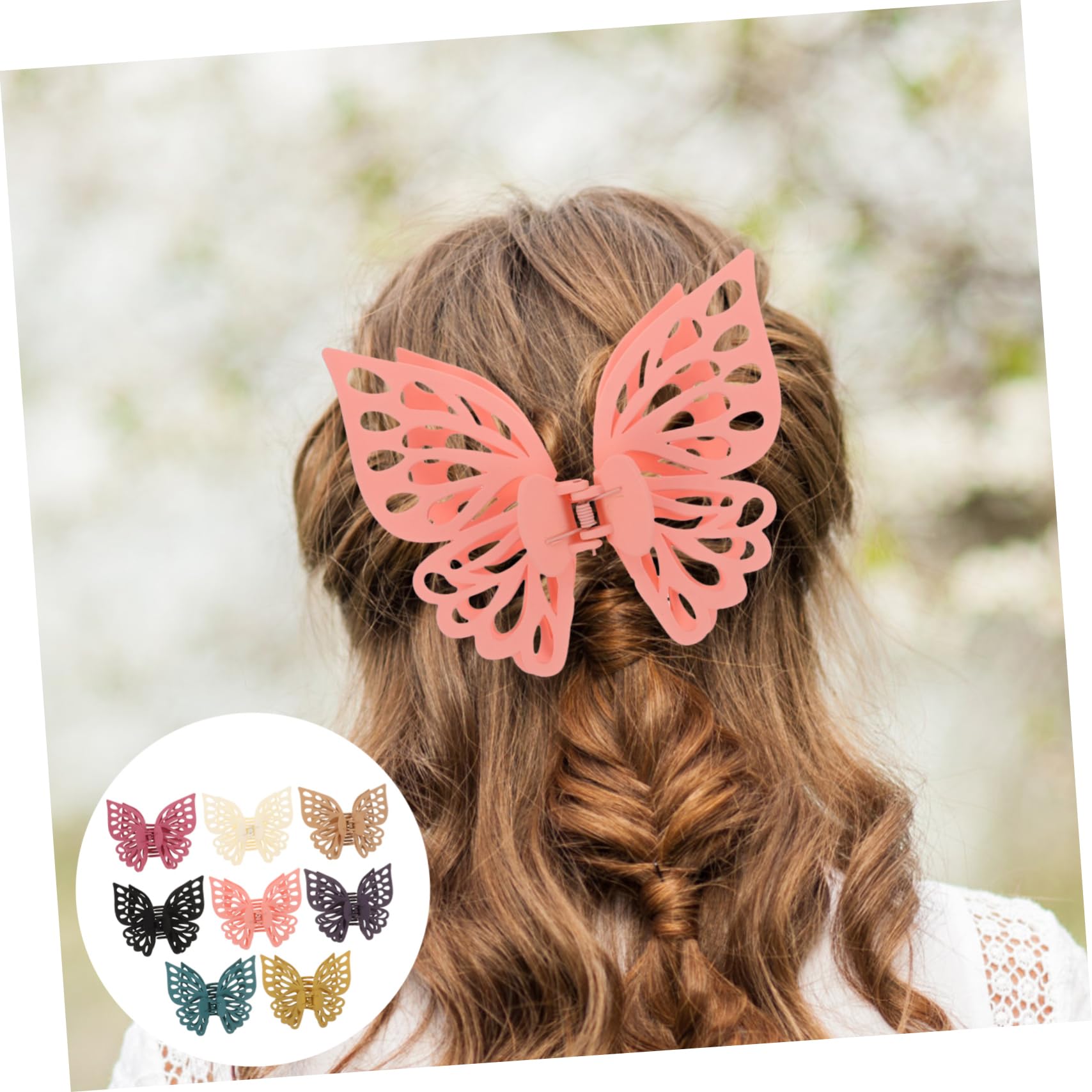 PLAFOPE 8 Stück Große Matte Haarspangen mit Schmetterlingsmotiv aus Ps und Abs für Dickes und Feines Haar für Hochzeit und Geburtstag Zufällige Farbe
