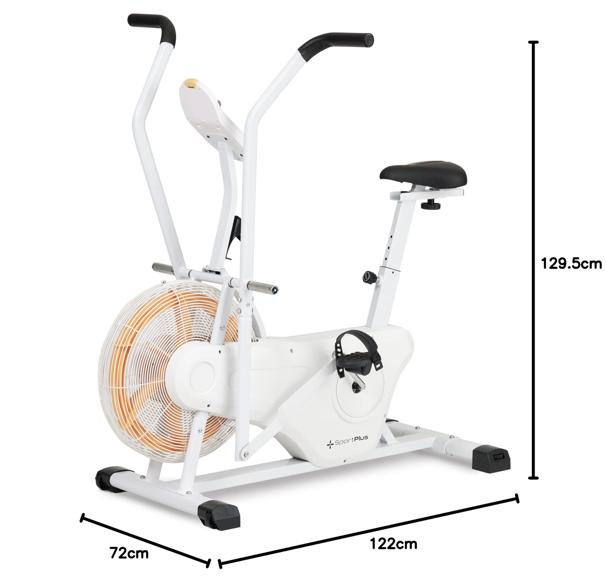 SportPlus, professionale Air Bike con resistenza all'aria e compatibilità con l'app, per HIIT, computer di allenamento intelligente, portata fino a 135 kg