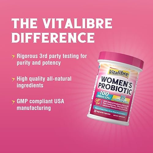 Miniatura 9 de Suplemento de hierro para mujeres y hombres, con vitaminas C, B6, B12 y folato+Vitalibre Probióticos para mujer 100 mil millones de UFC, 15 cepas,