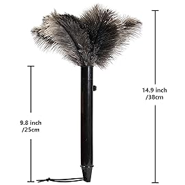 iHUFeather Retractable Ostrich Feather Duster for Cleaning, 15 Inch Fluffy and Natural Feather Duster with Retractable Handle Reusable Eco-Friendly Handheld Cleaning Supplies(5PCS)