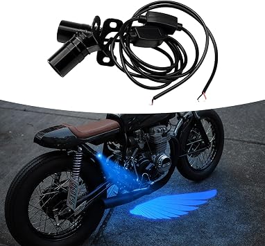 Motorcycle Angel Wing Logo Lights - Easy & Fast Installation Underglow Kit for Motorcycle Chassis Projection Effect on Both Sides LED Projector Three Colors of red Blue and White Blue