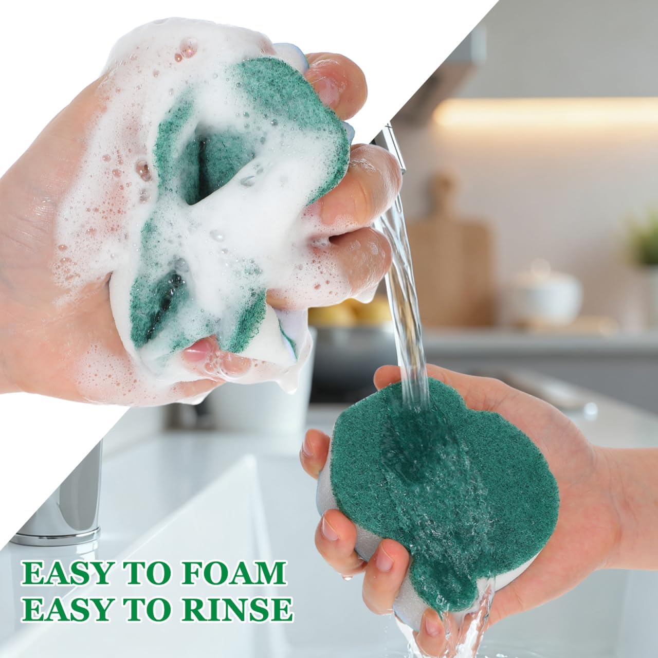 2Pcs Christmas Dish Sponges, Cute Santa Christmas Tree Household Cleaning Dishwasher Sponges, Dual Sided Non-Scratch Scouring Pad for Kitchen Dishes Pots Furniture