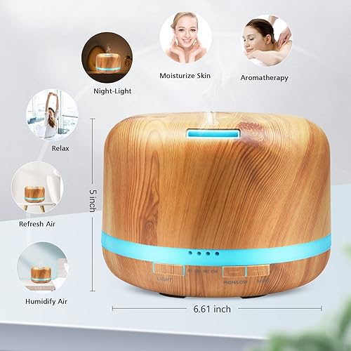 Miniatura 6 de Difusor de aceite esencial, difusor de aromaterapia de 16.9 fl oz con control remoto, difusor ultrasónico de aroma DAROMA humidificador de niebla