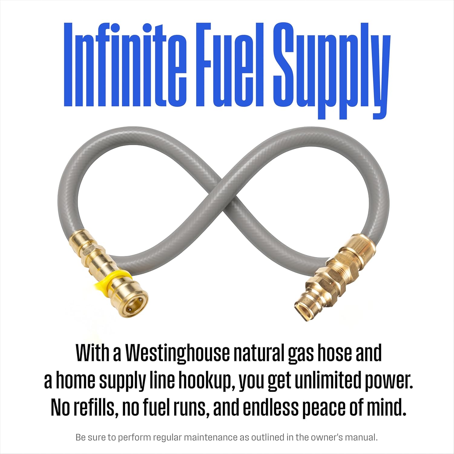 Westinghouse 15-Foot Natural Gas Hose with Adapter, 3/4-Inch Diameter, For Westinghouse Tri Fuel Generators