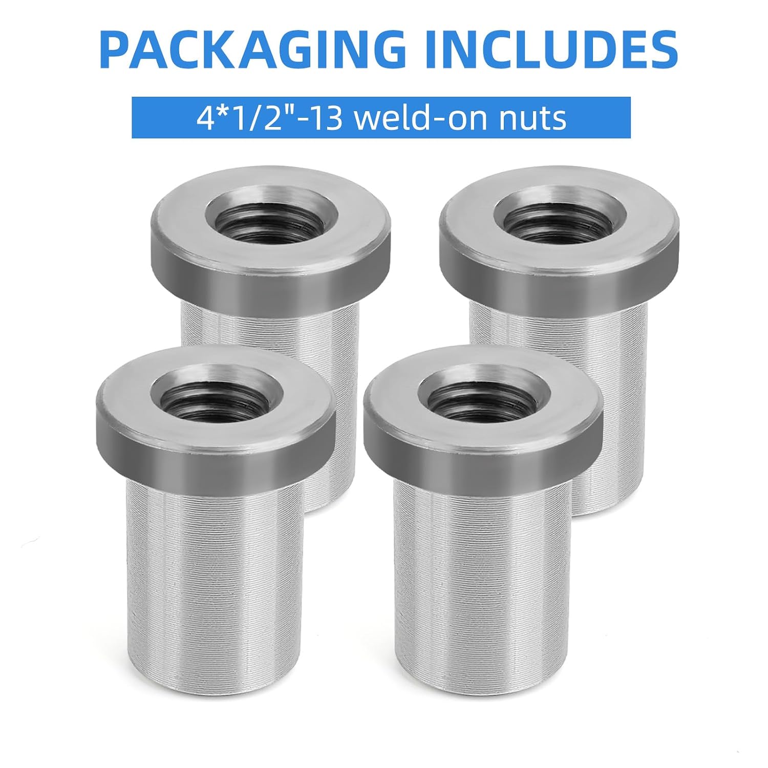 JERBOR 4pcs Weld-On Nuts, 1/2"-13 Thread Long Threaded Stepped Female Weld Nut, Female Weld Nut for Steel Chassis Mounting Tab