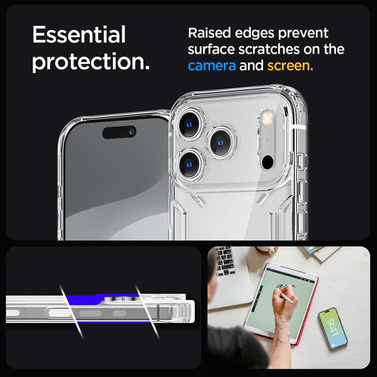 AICase Compatible with iPhone 17 Pro Case with Card Holder Clear, Slim Thin Lightweight Transparent Wallet TPU Protective Phone Case with Credit Card Slot Compatible with iPhone 17 Pro - Image 7