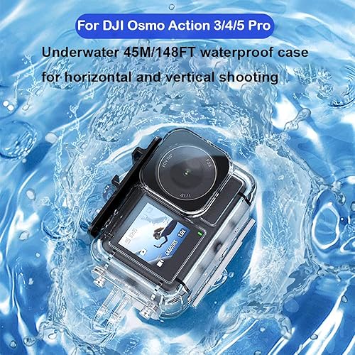 Miniatura 2 de Funda impermeable de tiro horizontal y vertical para DJI Osmo Action 3Action 4Action 5 Pro, carcasa protectora de buceo profundo de 147.6 ft148 pies