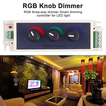MEIRIYFA RGB LED Light Dimmer Knob Controller Switch,DC12-24V 3Channel Brightness Adjust Intelligently for Multi-Color LED Light Strip