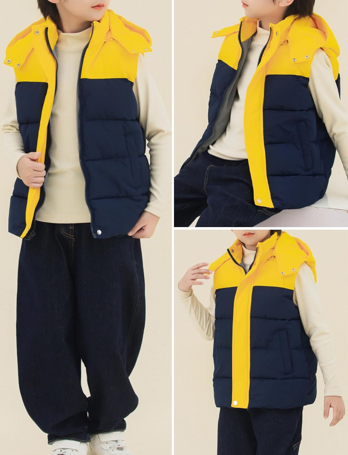 Happy Cherry Kids Down Jacket Hooded Vest Winter Jacket for Boys Hoodies Padded Jackets Girls Outwear Coat 3-14 Years