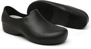 Black Garden Shoes for Women - Professional Oil Water Resistant Nursing Chef Shoes，Non-Slip Safety Working Shoes for Kitchen Garden Hospital