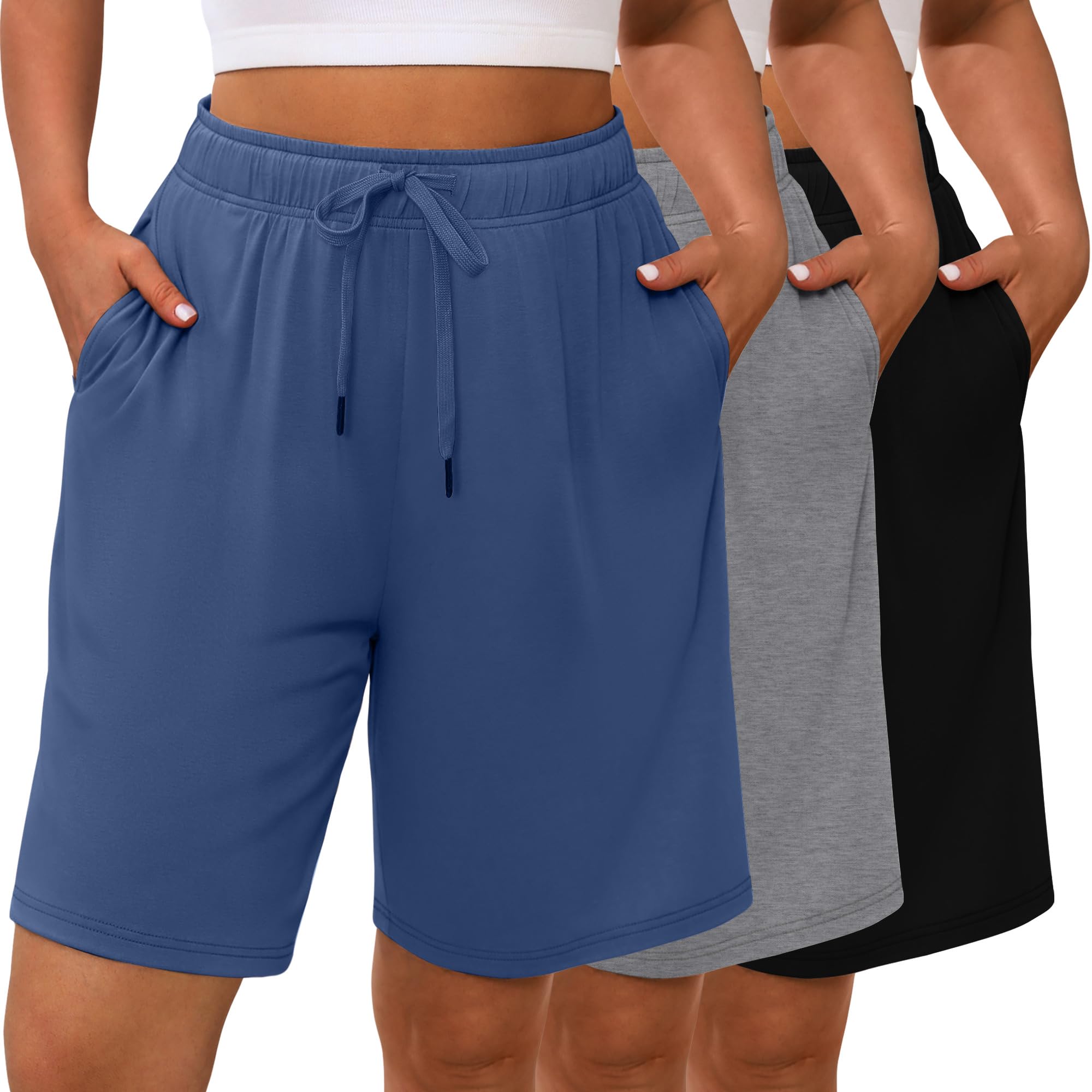 Evervibe 3 Pack Women's Plus Size Bermuda Shorts