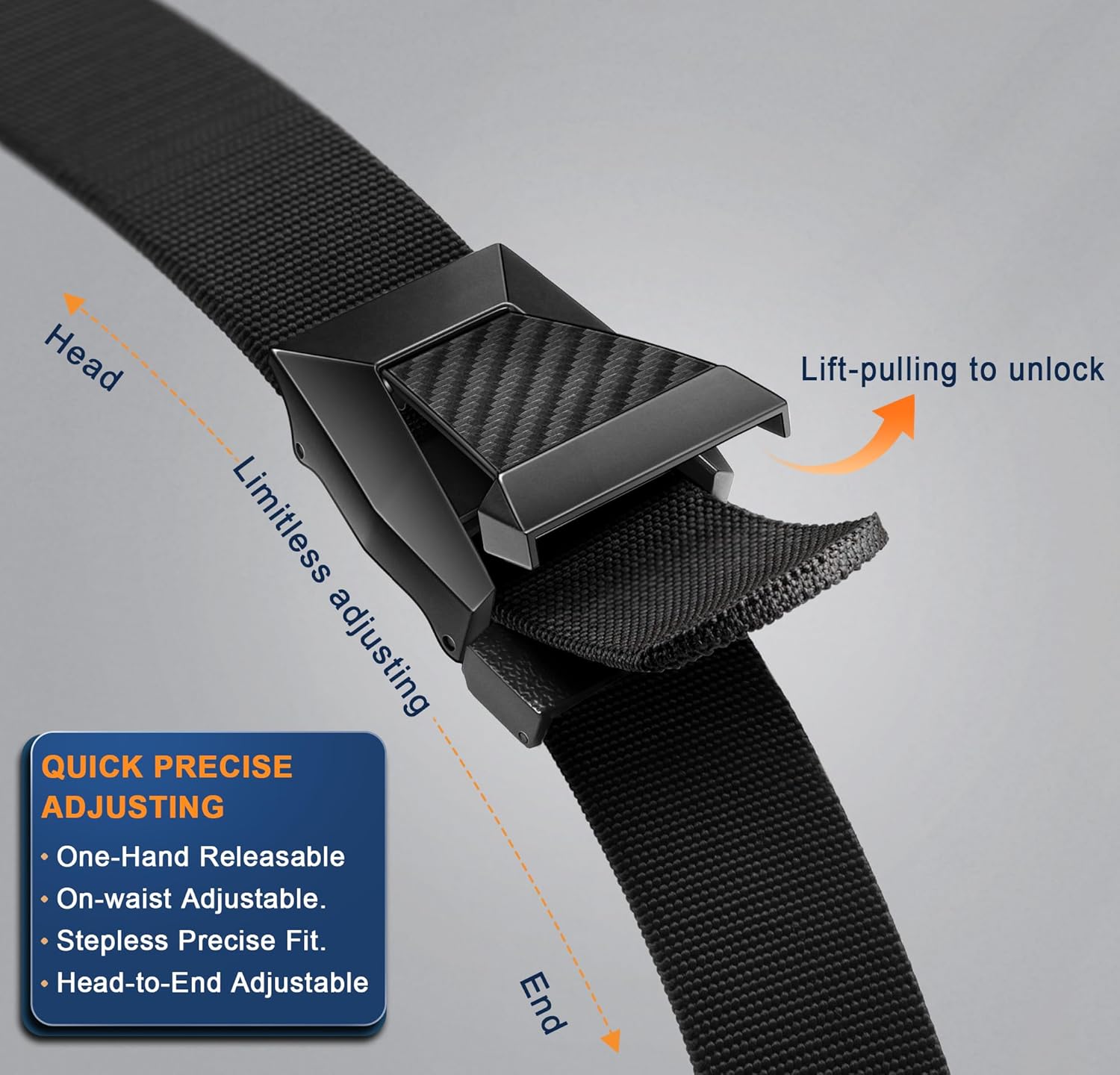 BULLIANT Men Belt-Tactical Work Belt Adjsutable With Stretch Nylon Snug Fit 1 1/2"- Cut For Size - Image 4