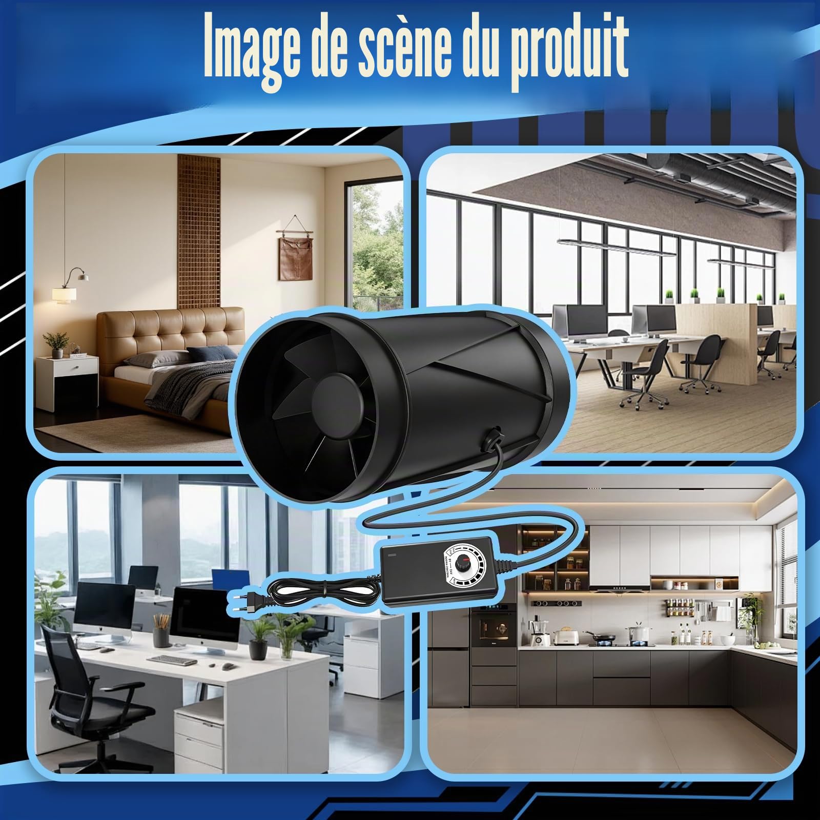 Extracteur D’air 150 mm, Ventilateur De Conduit 587 m³/h Avec Variateur De Vitesse 22W Économie D’énergie 3000 RPM Silencieux Ventilateur En Ligne Pour Tente De Culture Sous-sol Cuisine Salle