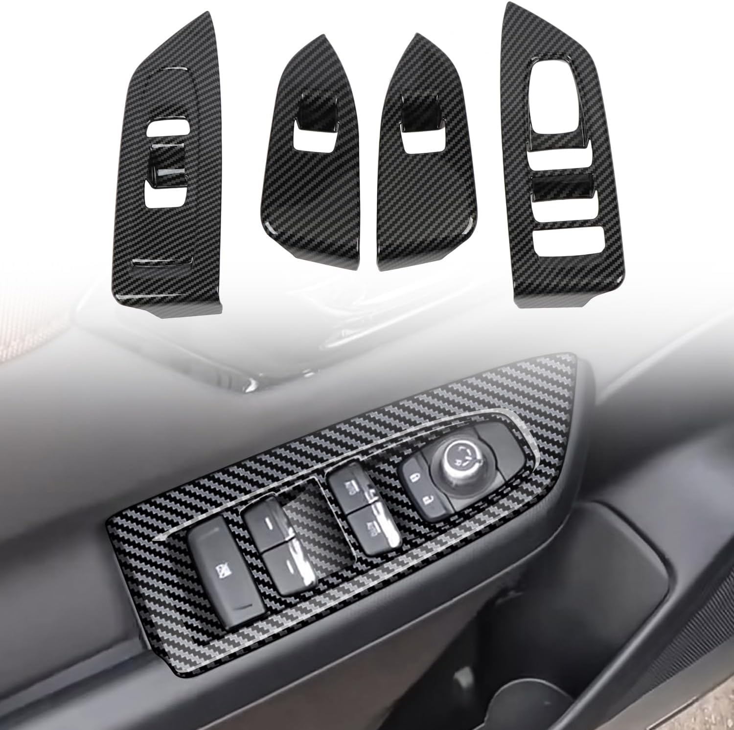 for Subaru Forester 2025 LHD ABS Carbon Fiber Door Armrest Window Lift Trim 4pcs Car Accessories