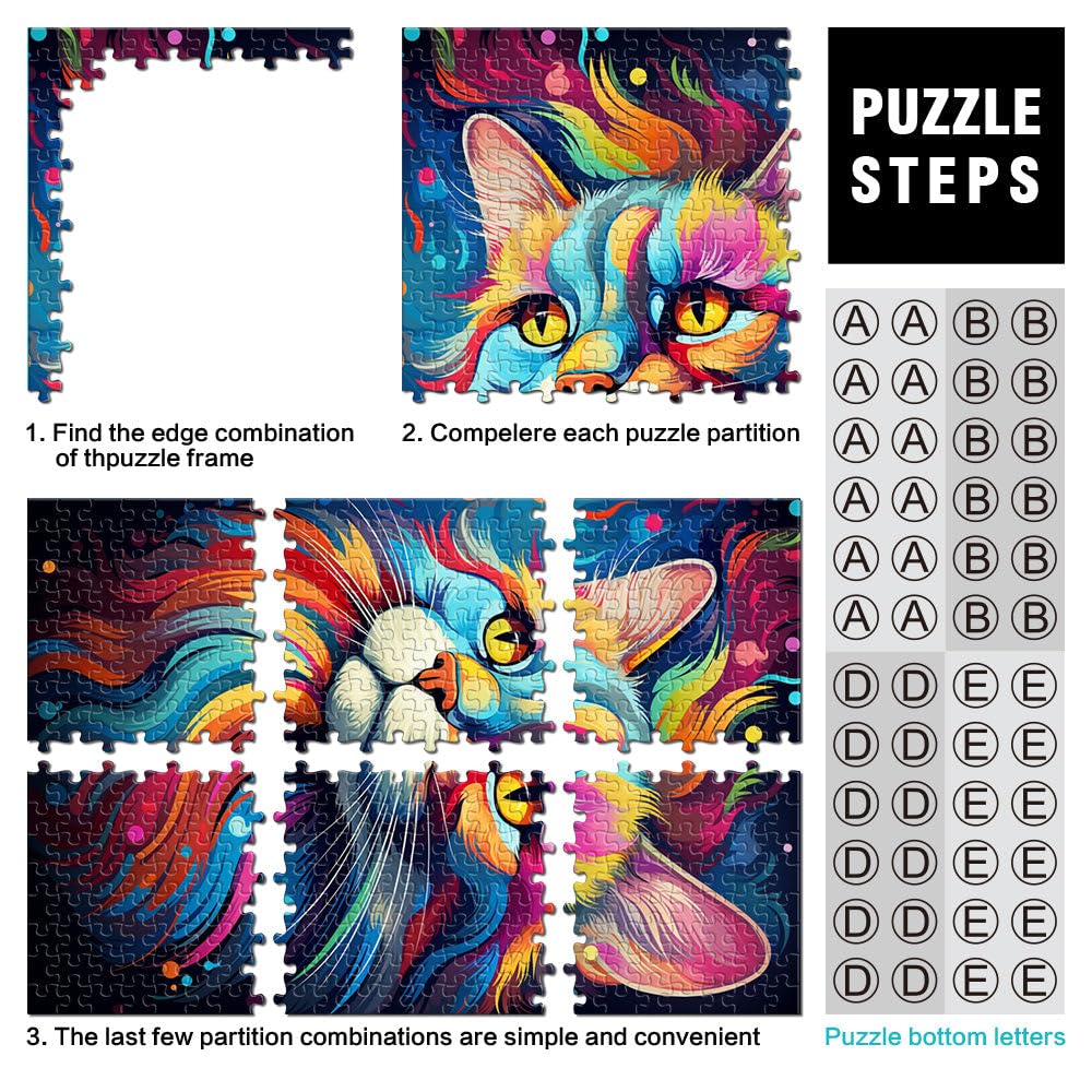 Puzzle Adulto 2000 piezas Dibujo Fantasía Gato Juguete Juego Intelectual 27.56 pulgadas x 39.37 pulgadas es ideal como regalo para toda la familia