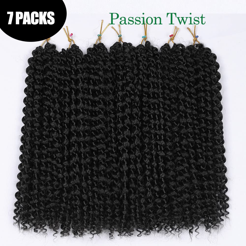 Passion Twist Hair, 7 Packs 12 Pouces Crochet Braids Meches Pour Tresses Africaine Water Wave Pour YDDM Hair Extension 1B#
