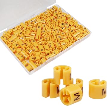 150Pcs Plastic Clothes Hanger Size Color-Coding Garment Size Markers, Fit 3.5mm Rod for Clothing Snap Number Labels Accessories Color Coding, Yellow-M