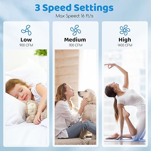 Miniatura 3 de Tangkula Ventilador de pedestal de metal de 16 pulgadas, ventilador de pie de metal industrial con altura ajustable, 3 velocidades, oscilación de