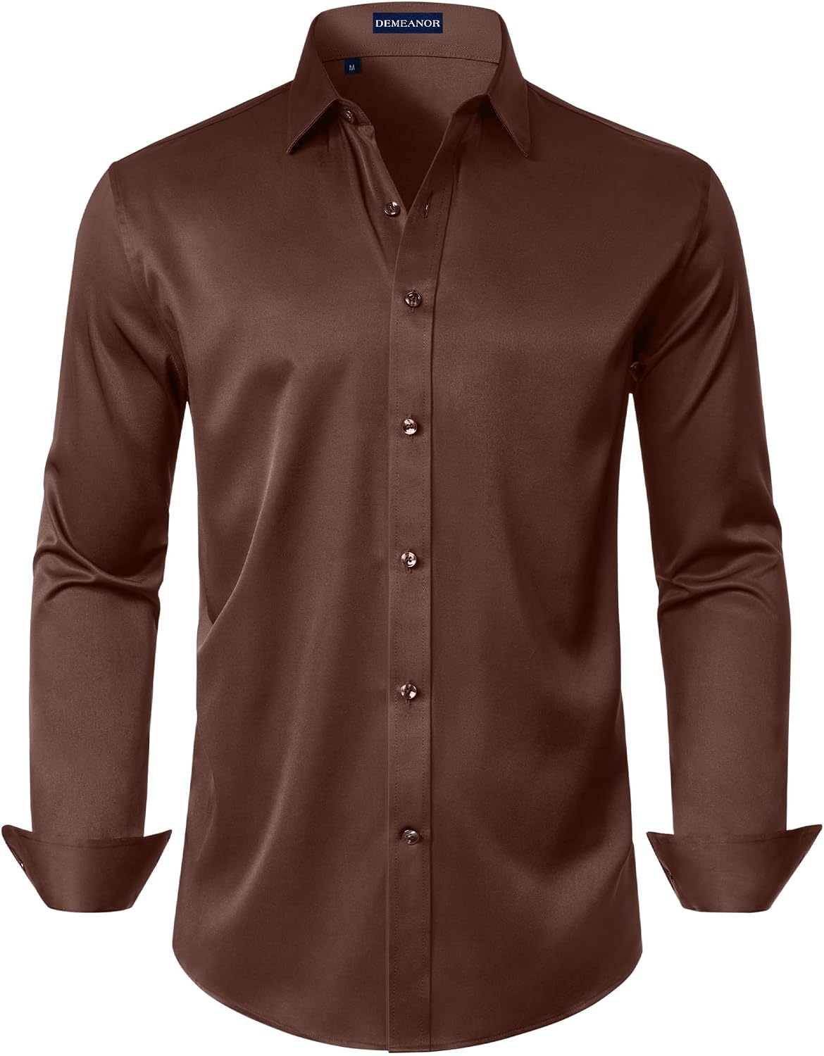 DEMEANOR Mens Dress Shirt Long Sleeve Stretch Wrinkle Free Wedding Formal Business Button Down Shirt
