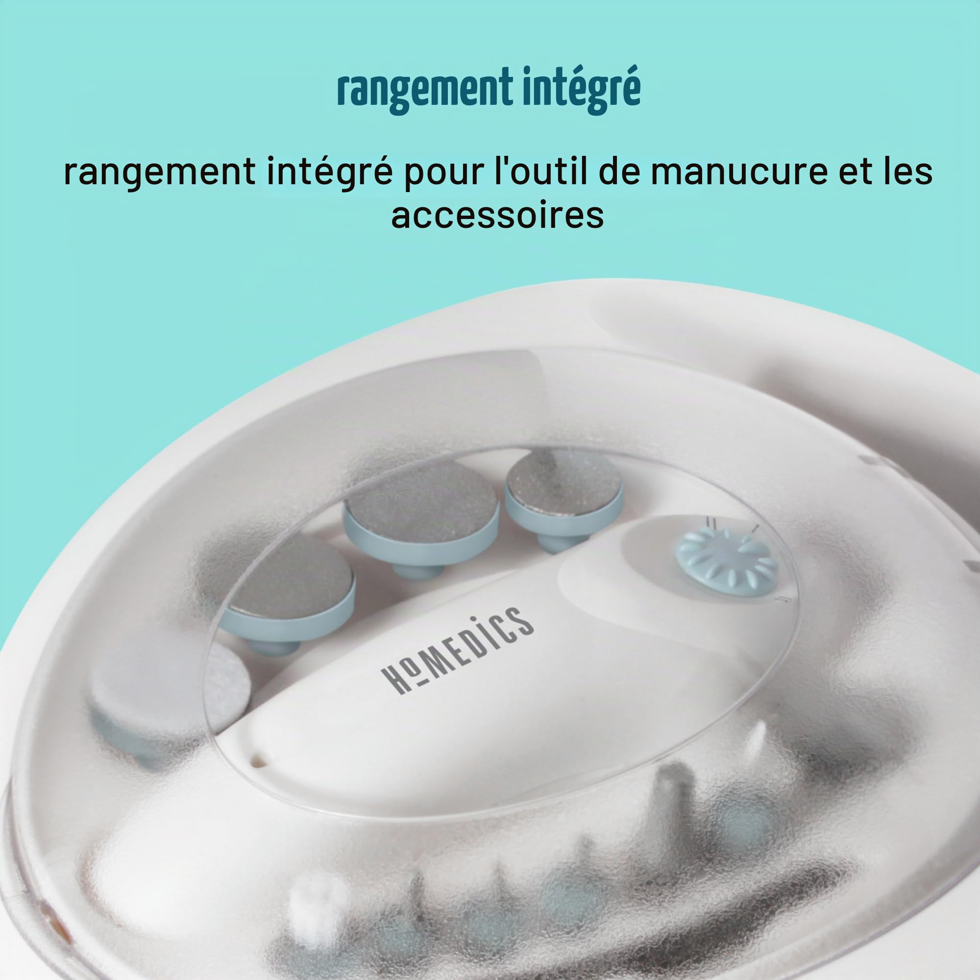 Kit De Manucure Spa De Luxe Homedics | Bain À Remous Pour Ongles, 12 Accessoires Manucure + Pédicure Pour Limer, Polir, Enlever Les Peaux Mortes, Repousser Les Cuticules Et Sécher Le Vernis
