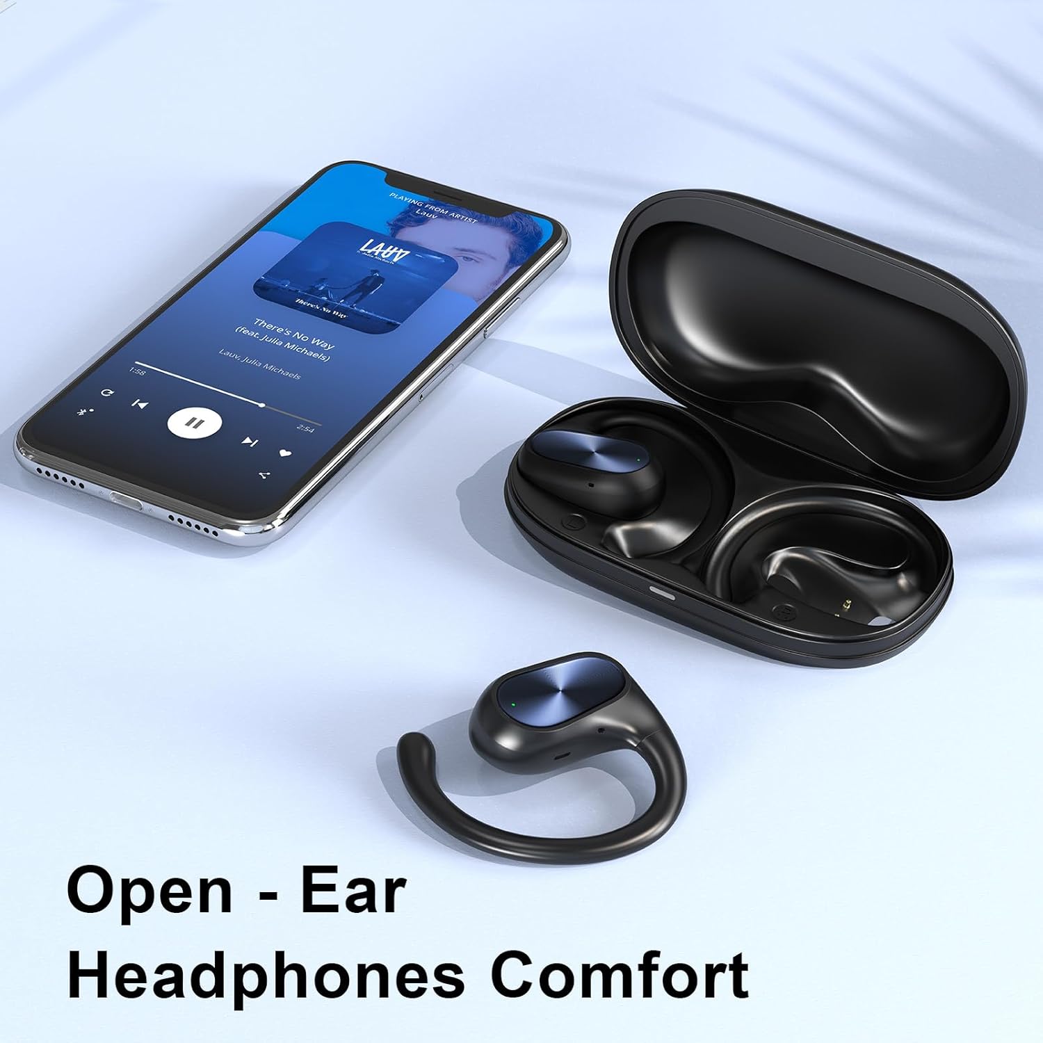 OBT020 Open Ear Headphones, Running Headphones Bluetooth 5.3 Stereo Deep Bass, 55H Playtime, Crystal Clear Calls, Sweat Resistant Sports Headphones for Running, Cycling, Walking(Black) - Image 8