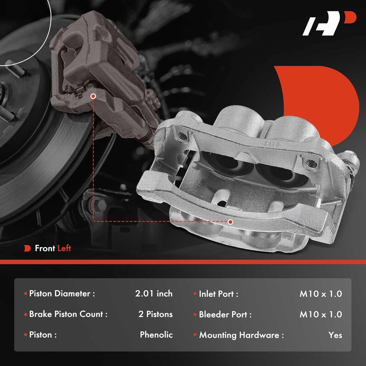 A-Premium Disc Brake Caliper Assembly with Bracket Compatible with Select Infiniti and Nissan Models - QX56, QX80, Titan, Armada - Front Left Driver Side