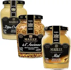 Kit 3 Mostardas Maille Dijon, Mel e Em Gr?os Com Vinho Branco