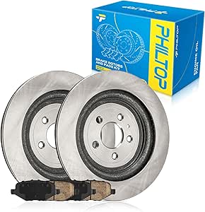 Amazon.com: PHILTOP 13.6 inch (345 mm) Rear Vented Disc Brake Rotors ...