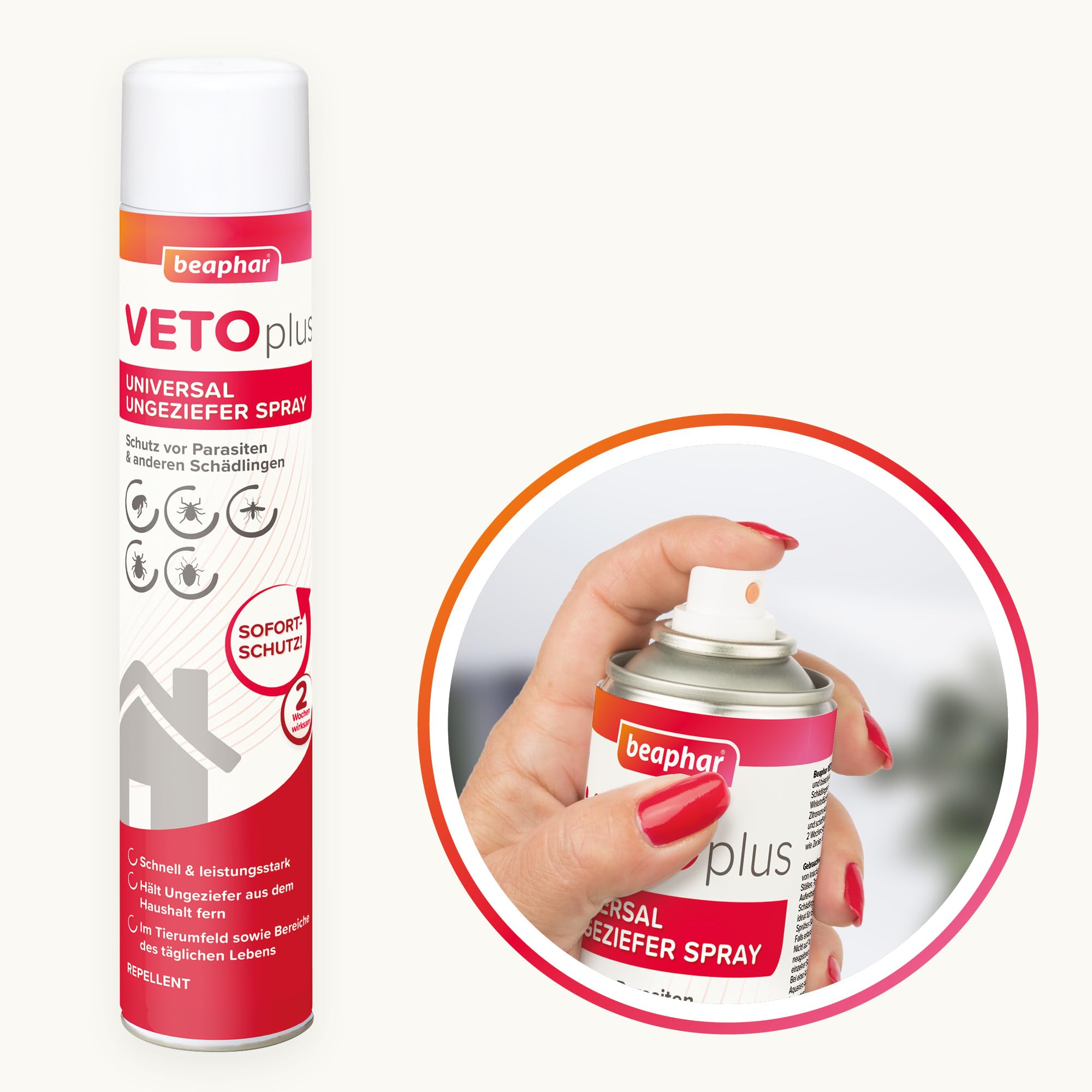 BEAPHAR - VETOplus Universal Ungeziefer Spray - Geeignet Gegen Flöhe, Bettwanzen, Zecken, Mücken, Herbstgrasmilben - Sofortschutz, Bis Zu Zwei Wochen Wirksam - 750ml